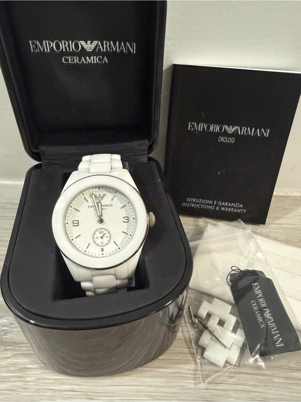 Emporio Armani Ceramica Ladies Watch AR1425 White Stainless Steel